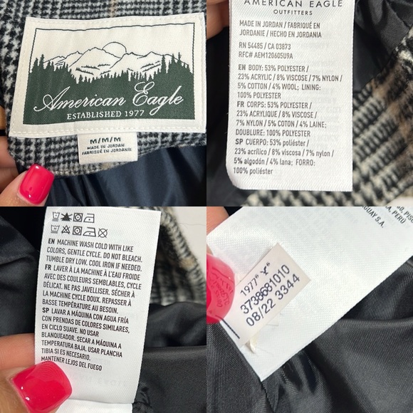 AMERICAN EAGLE Academia Plaid Wool Blend Blazer Jacket Medium - Picture 16 of 16